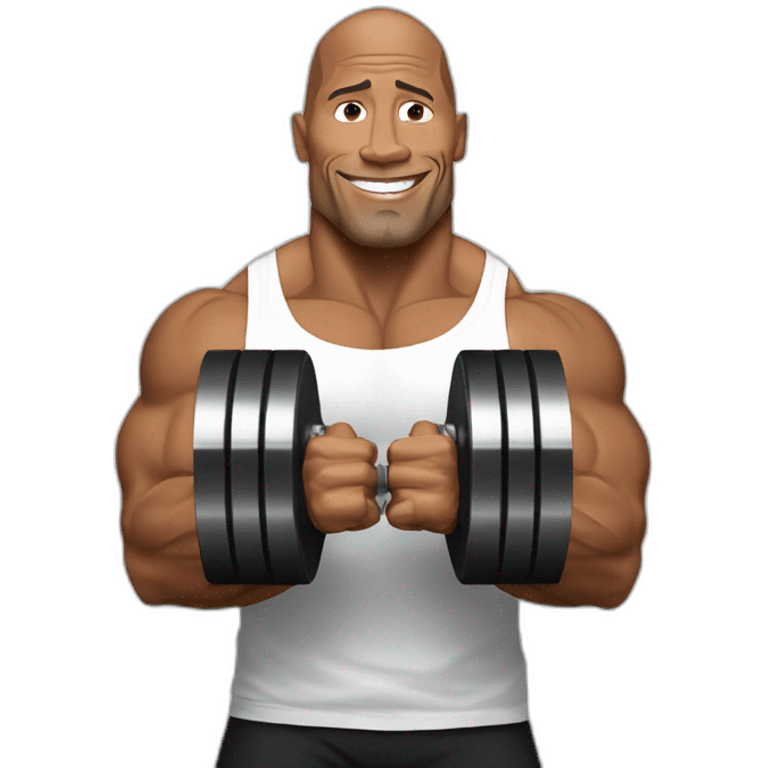 Dwayne Johnson with dumbells in his hands emoji