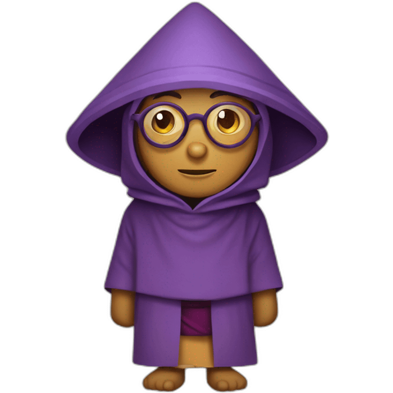 a purple bespectacled monk with a triangular hood style hat from ancient guatemala emoji