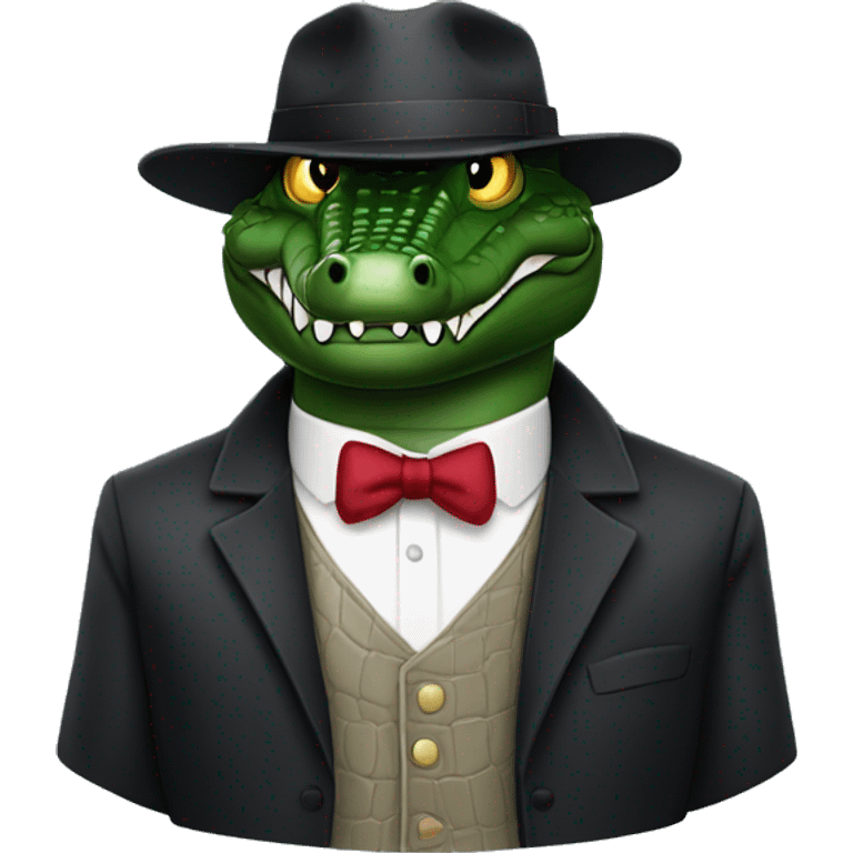 Crocodile with mafia clothing style emoji