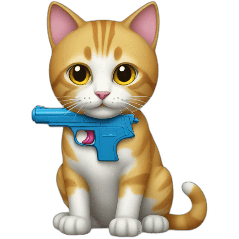 cat with a water pistol emoji