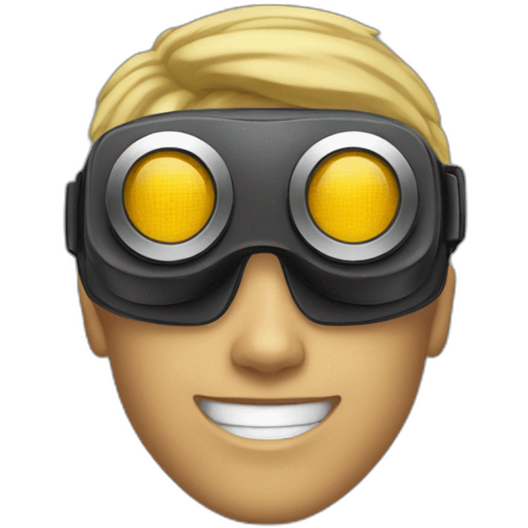 person with goal virtual reality goggles on his or her eyes emoji