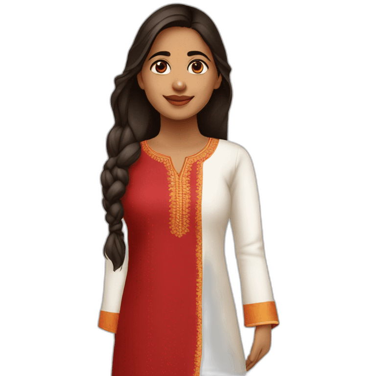 indian girl wearing full sleeve blood red kurti and white pajama emoji