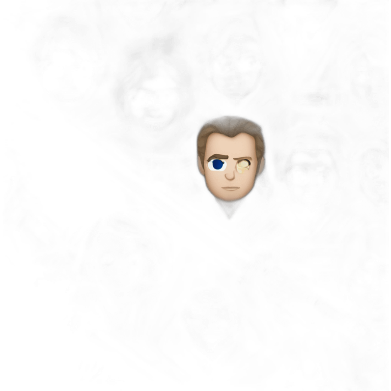 Dark side anakin skywalker (scar over right eye) (brown hooded robe) (portrait, front facing) (blue lightsaber) emoji