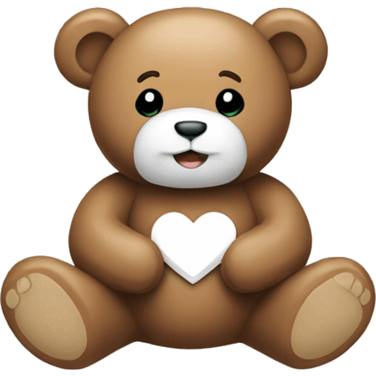 Teddy bear with white heart emoji