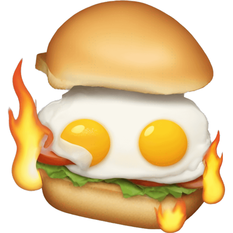 An egg sandwich on fire emoji