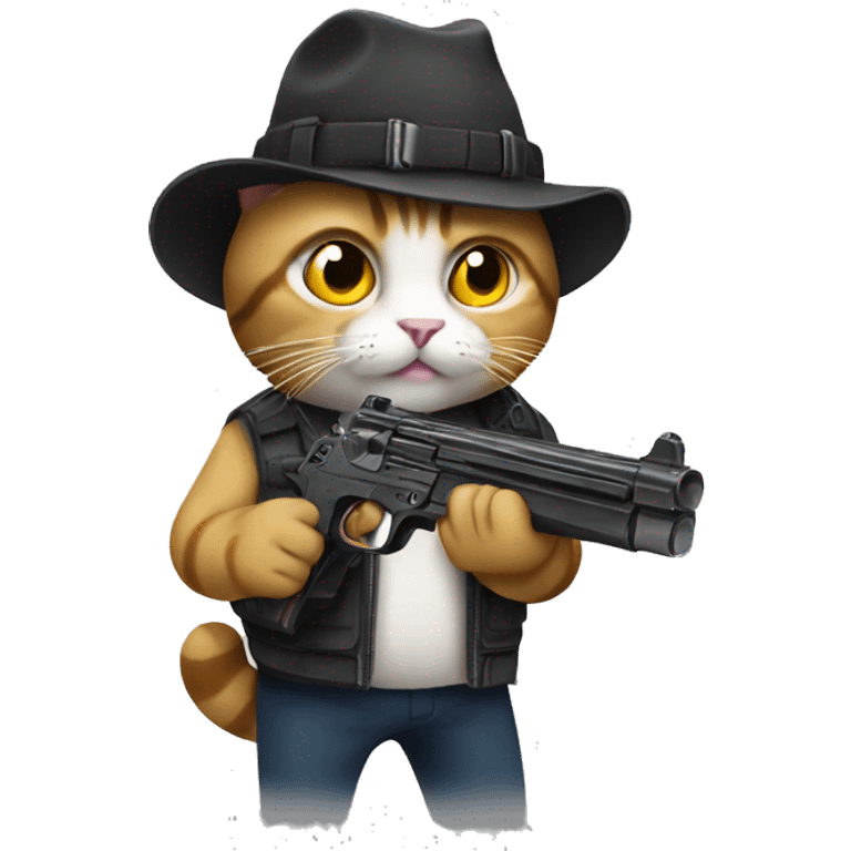 a cat with a gun emoji