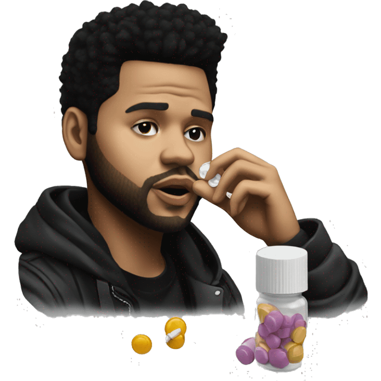 The Weeknd taking pills emoji