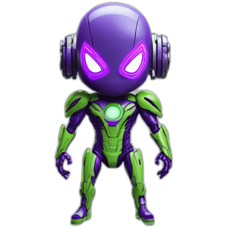 lemon-green-and-purple-neon-Robotic cyborg spiderman emoji