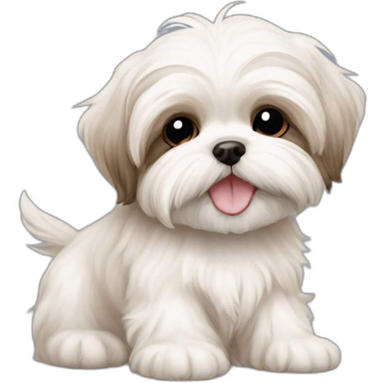 happy Maltese shih tzu puppy white beige emoji