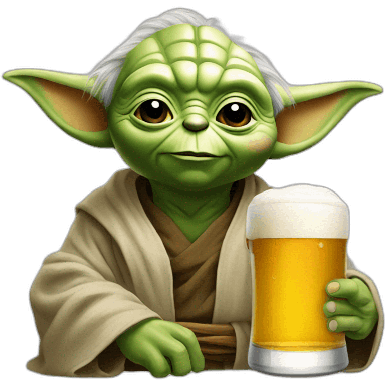 Yoda buvant une bière emoji