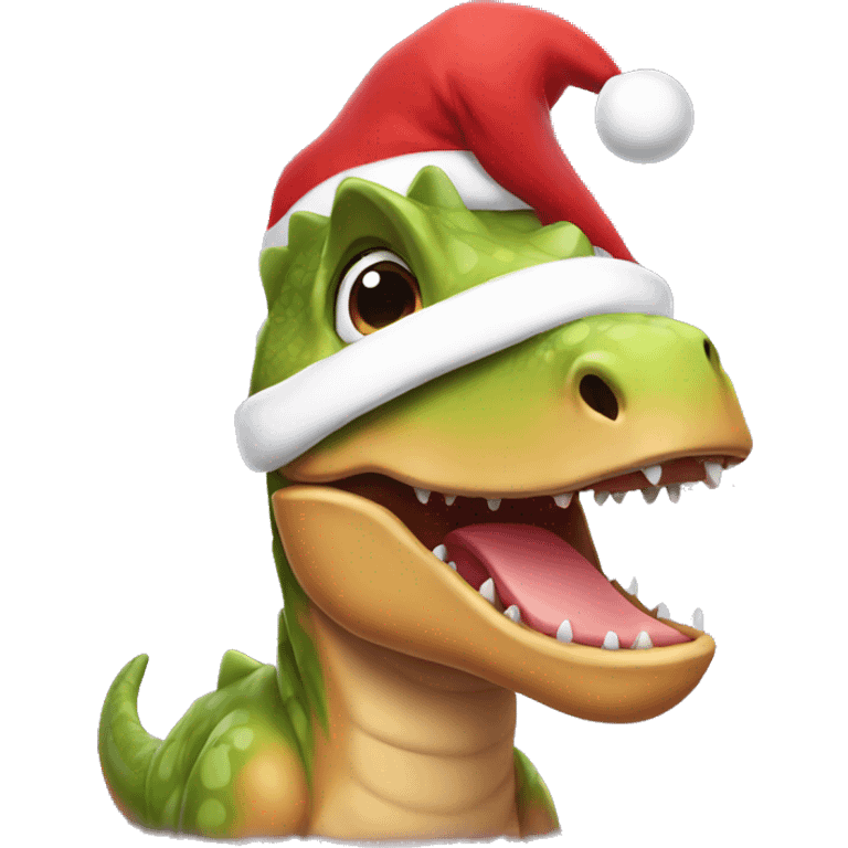 dino with a santa hat emoji