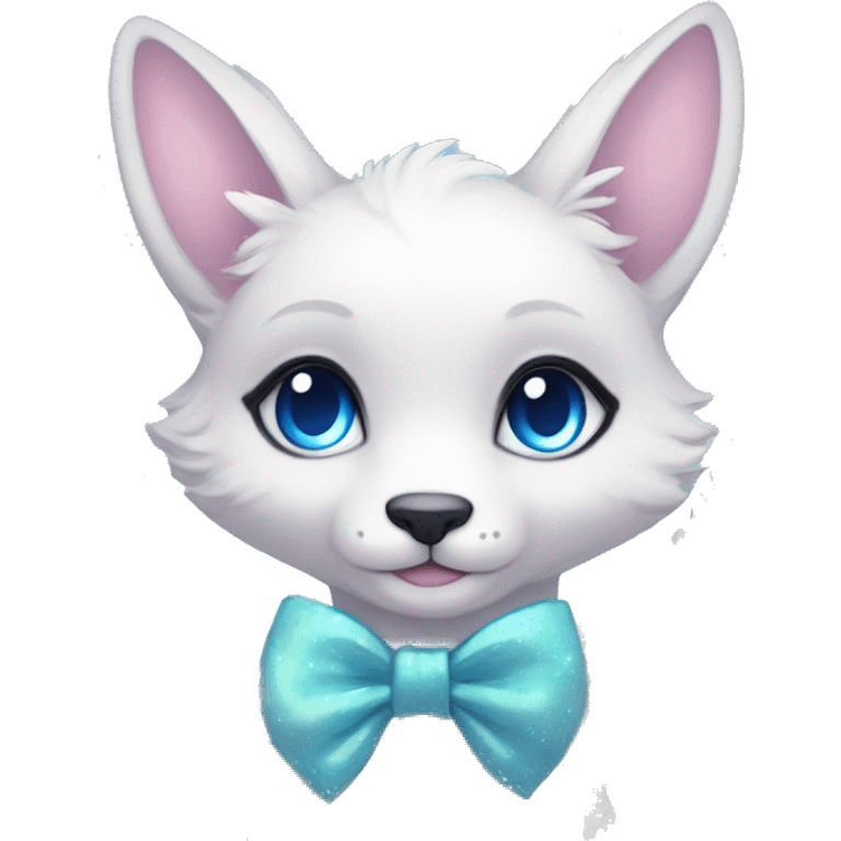 Anthro Cute Cool Pastel Kawaii gorgeous sparkly ethereal fantasy animal creature with blue eyes furry sona with flowers and bow tie beautiful aesthetic emoji