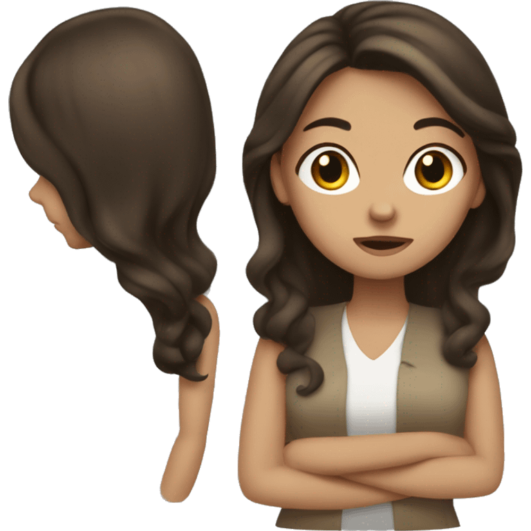 Brunette girl, trying to make a decision emoji