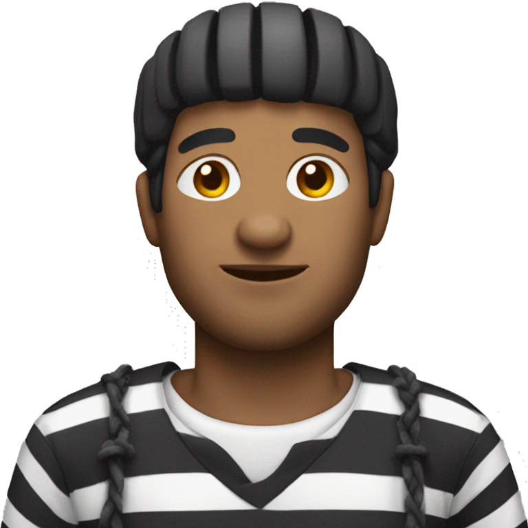 a prisoner man dressed in prisoner striped clothes emoji