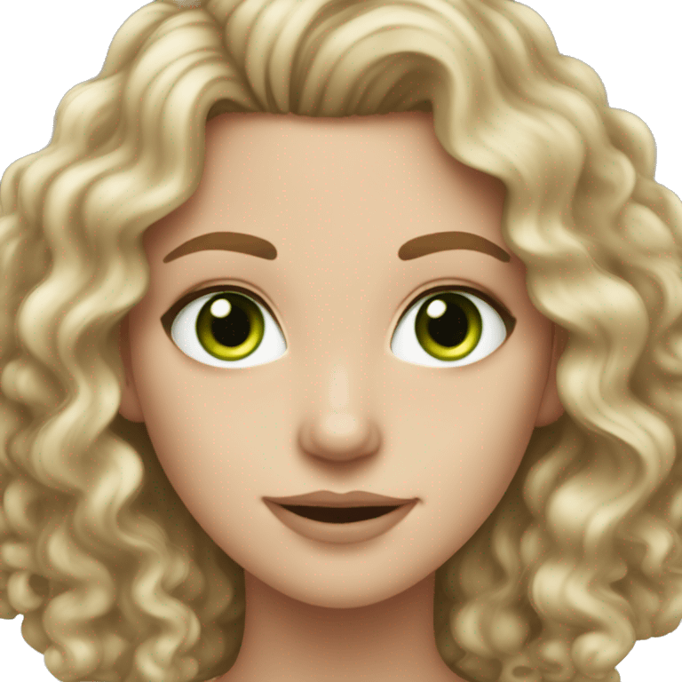 pretty white girl with dirty blonde curly hair and green eyes emoji