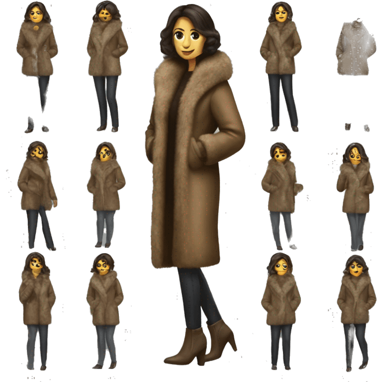 Realistic brunette mob wife full body fur coat emoji