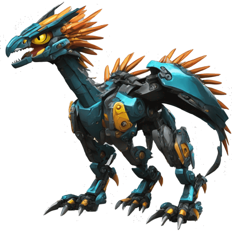 futuristic spiky raptor-dragon-Bionicle-mecha full body emoji