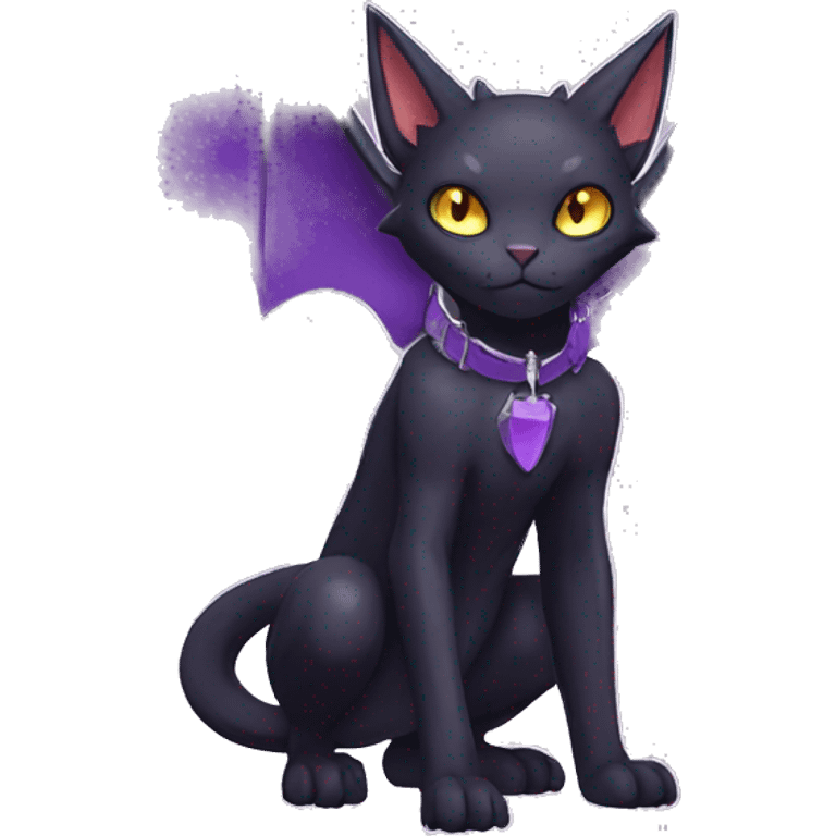 cool edgy evil black Purple nargacuga-bat-cat-Fakemon collar full body emoji