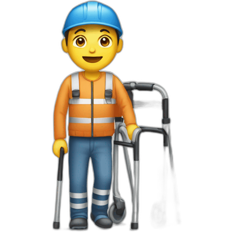 A disabled worker on crutches emoji