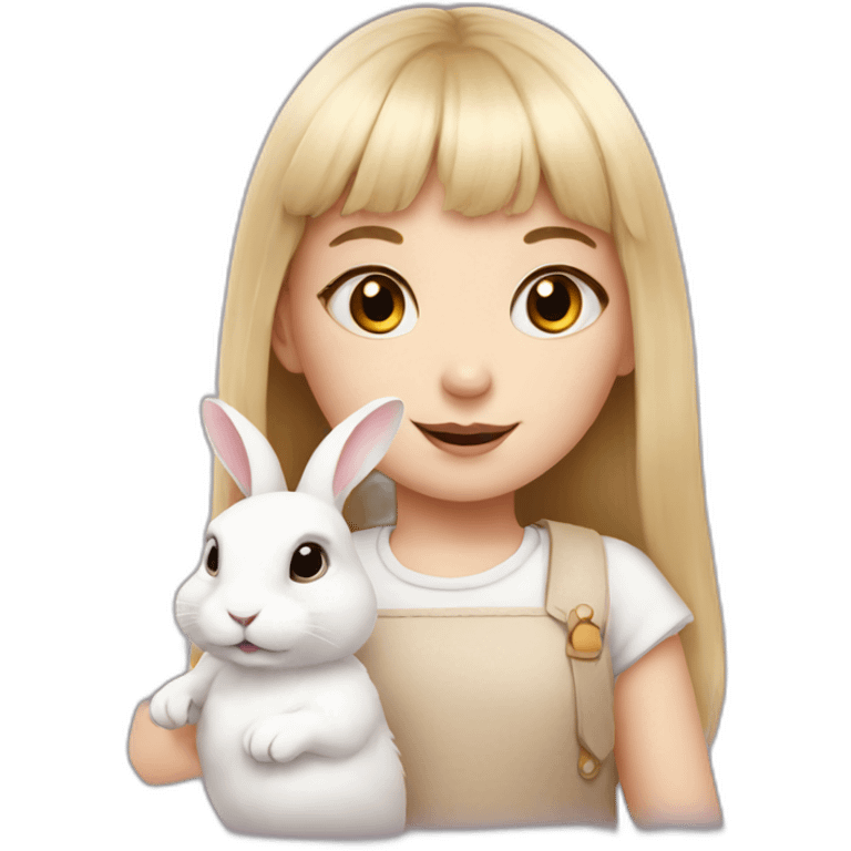 white rabbit with a little girl with bangs emoji