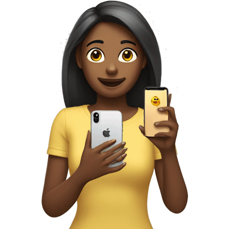 Chica con un iPhone en la mano  emoji