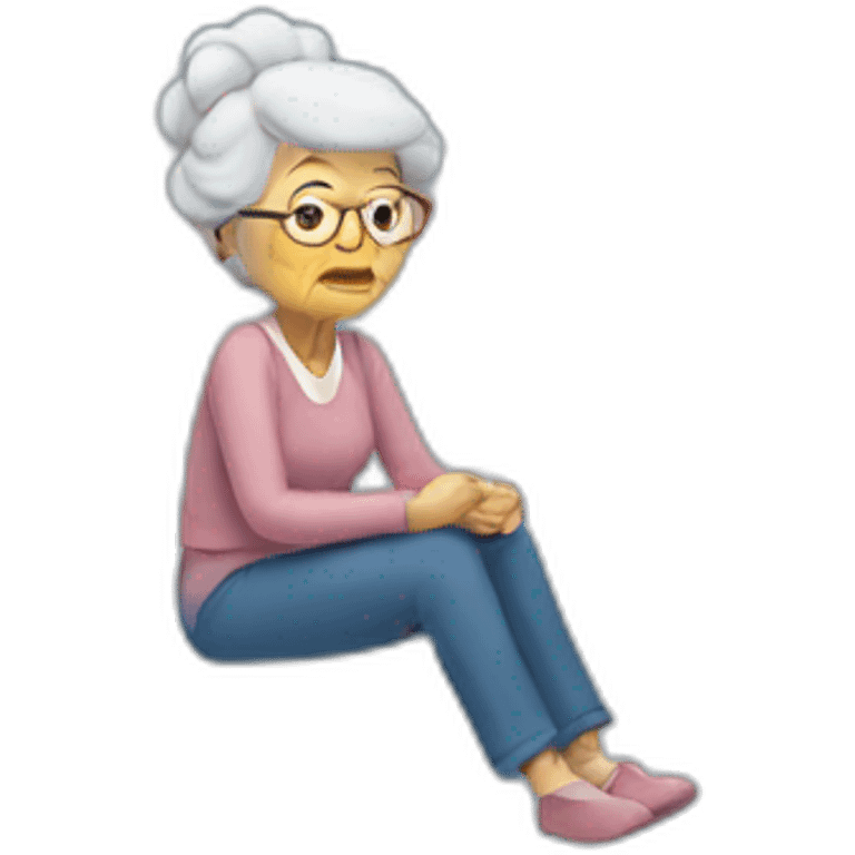 An old lady sitting on the cloud emoji