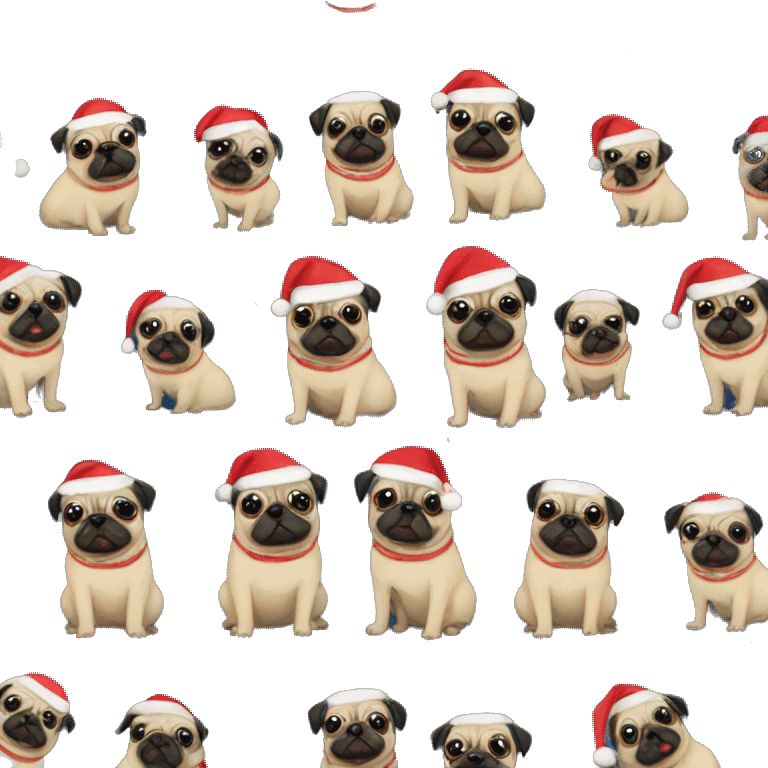 Pug wearing a navy blue Christmas onesie emoji