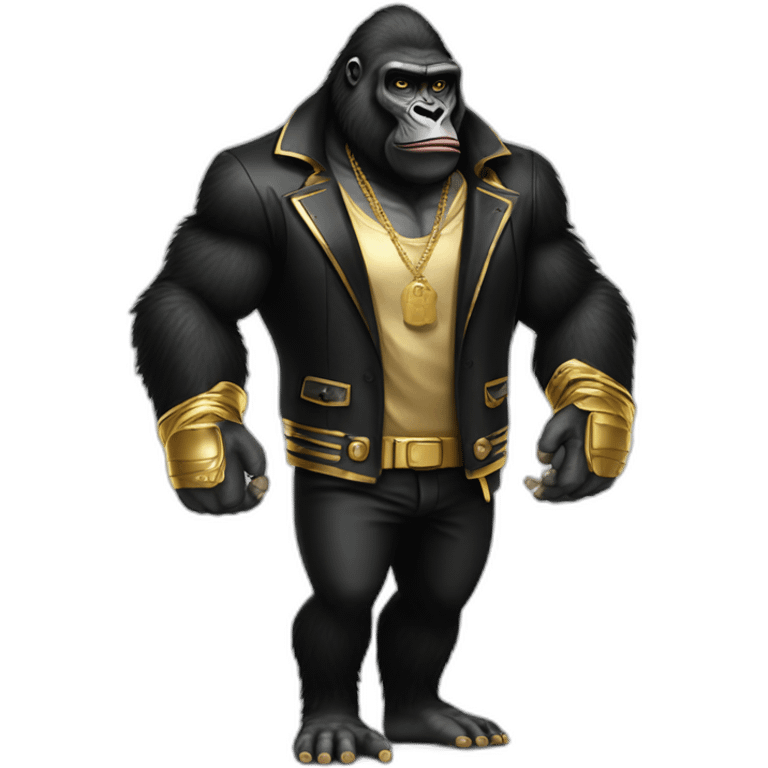 Gorilla wearing Gold and black clothes mafia boss emoji