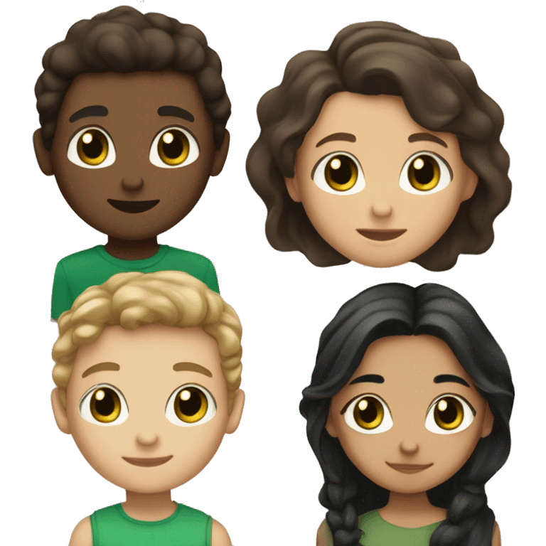 Girl with black long hair,brown eyes,light skin and boy with brown(a little bit brown) hair,green eyes and loght skin,together emoji