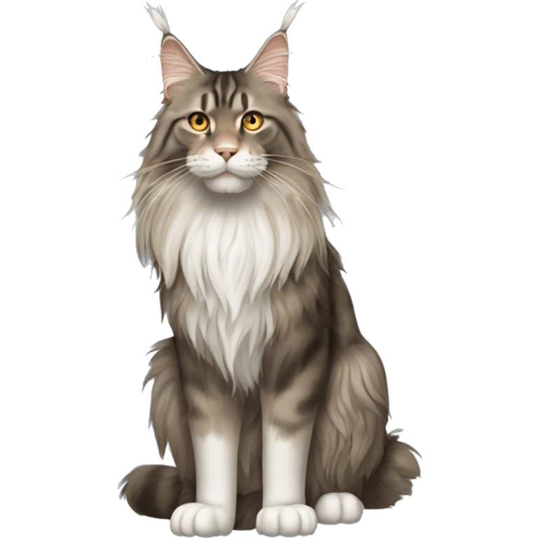 standing Maine Coon，full-body，side view emoji