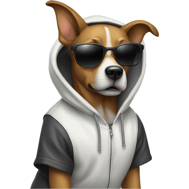 dog with sunglasses and a hoodie emoji