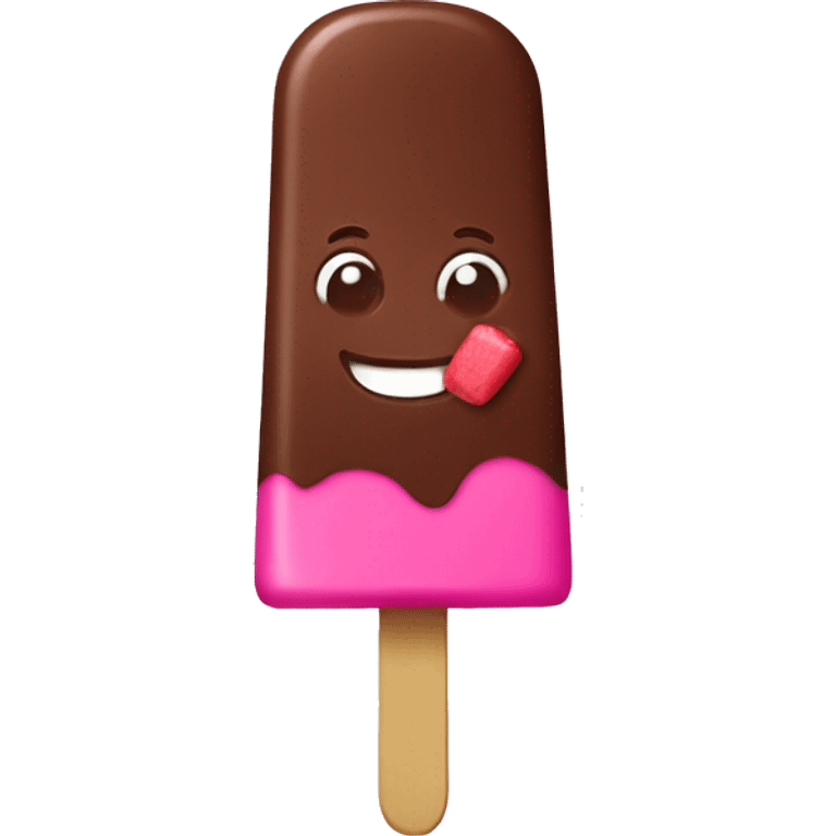 pink popsicle with chocolate emoji