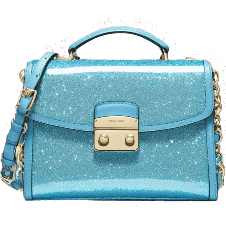 Realistic sky blue glitter michael kors satchel purse. emoji