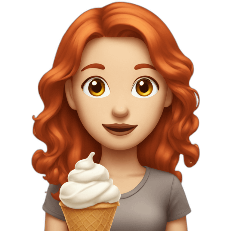 redhead girl brown ice cream face emoji