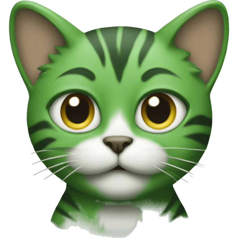 green cat playing a trumpt emoji