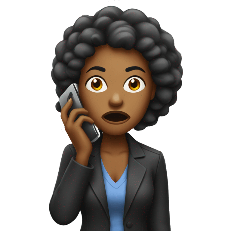 Black angry Woman talking on cell phone emoji