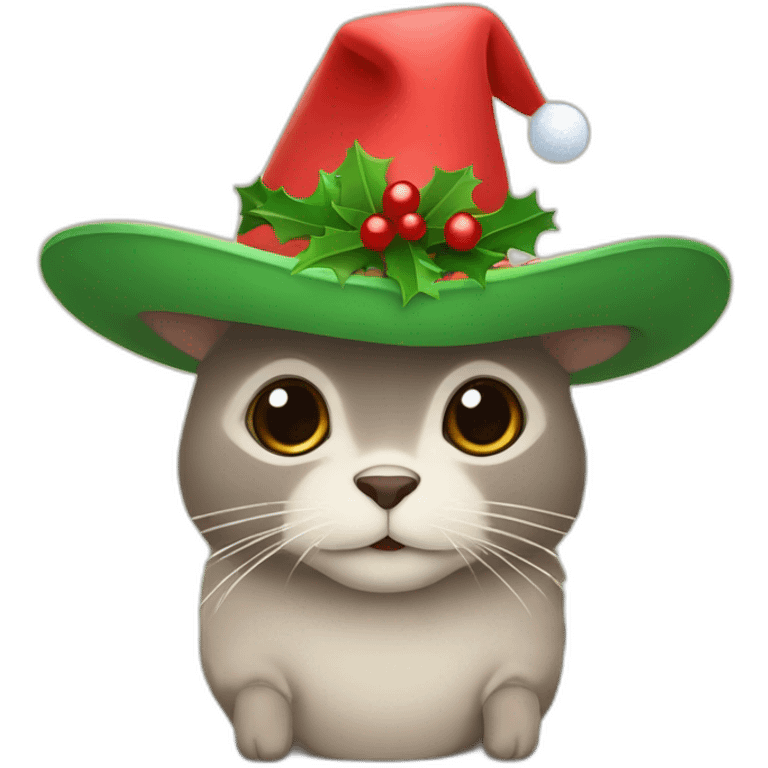 Ardilla con un sombrero de navidad  emoji