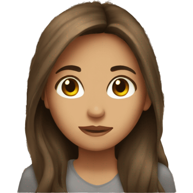 Brown Long hair and Brown eyes girl  emoji