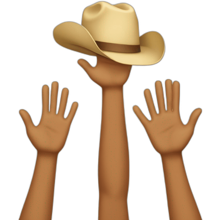 hands raised with cowboy hats emoji