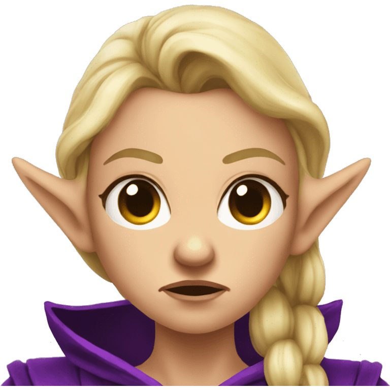 Noble female Elf with Elf ears and blonde hair and purple robes Angry angry angry expression emoji