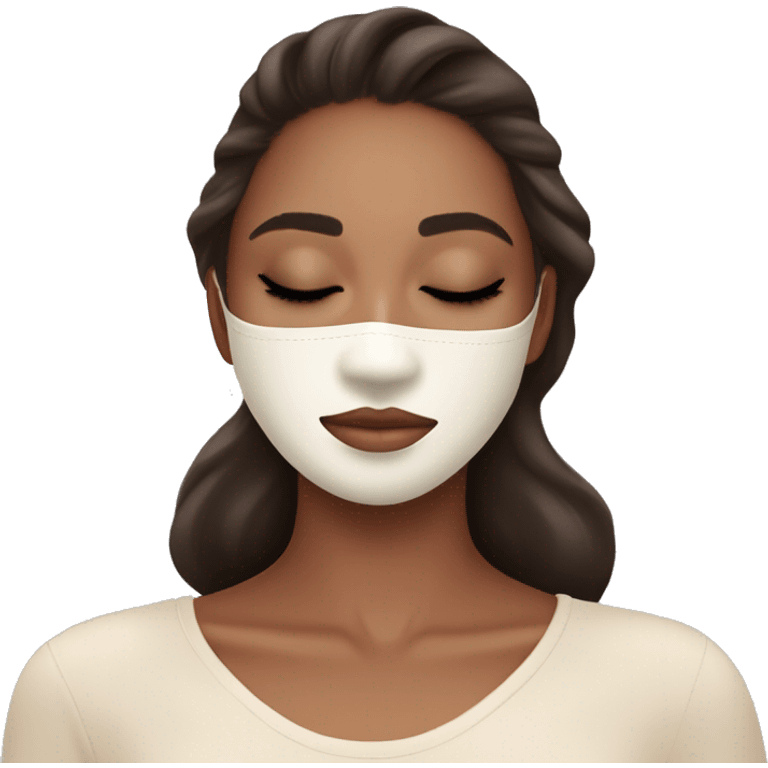 pretty brunette girl sleeping with cream coloured moisturiser face mask soft textures emoji