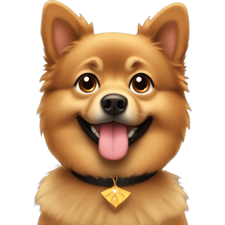 a little brown spitz with a New Year's Eve bow around his neck. emoji