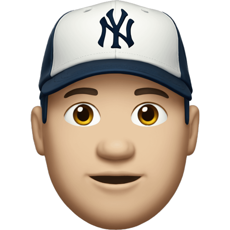 Man white skin chubby wears a cap of New York Yankees emoji