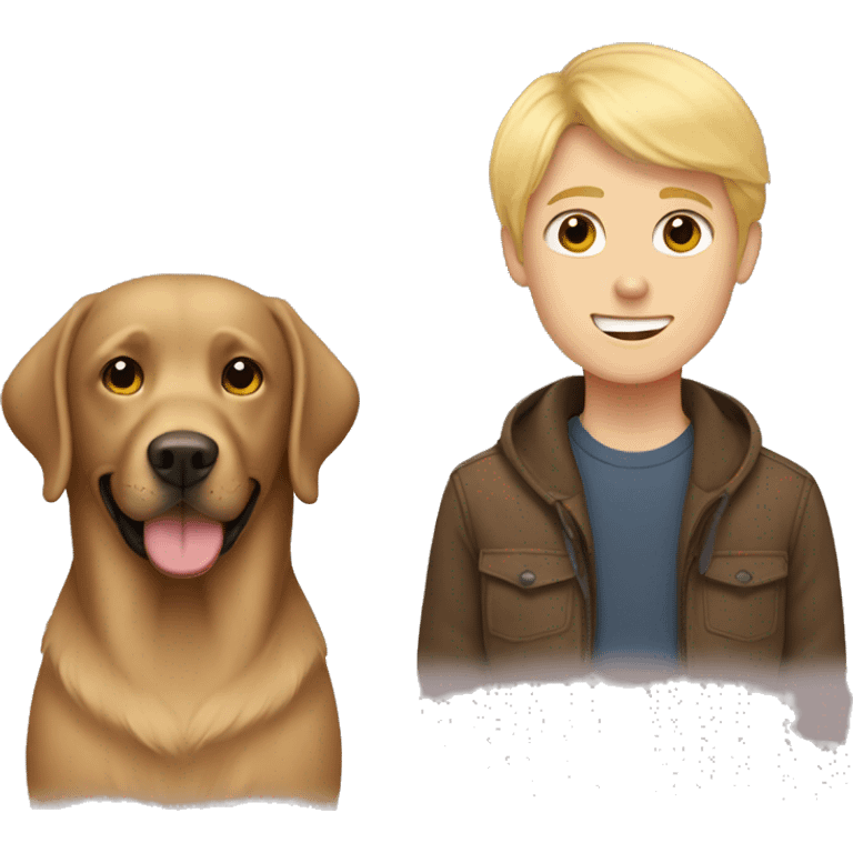 Brown Labrador and blonde boy emoji