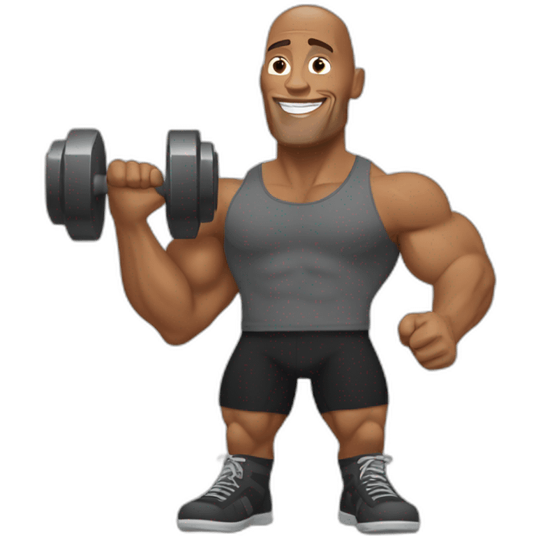 Dwayne Johnson with dumbell in his hands emoji