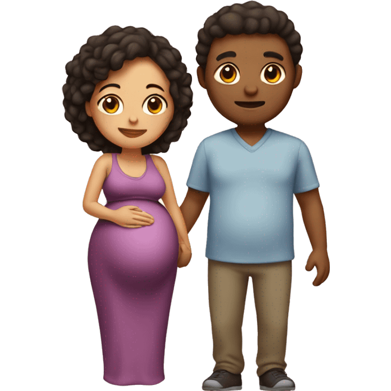 A pregnant woman with her husband  emoji