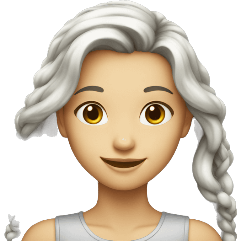 Smiling-elegant-girl-with-long-hair that has grey starnds emoji