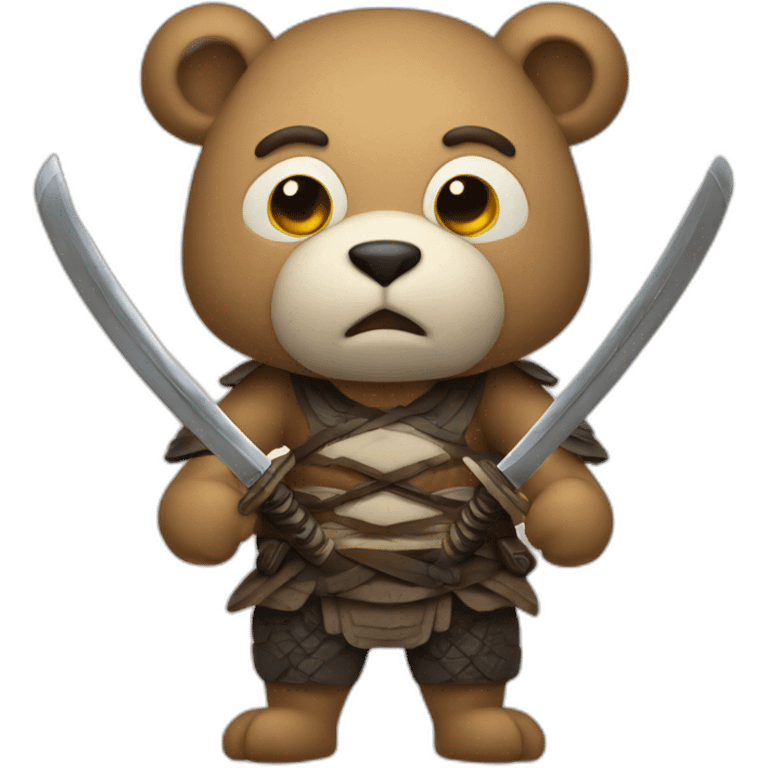 Humanoid bear with three katana emoji