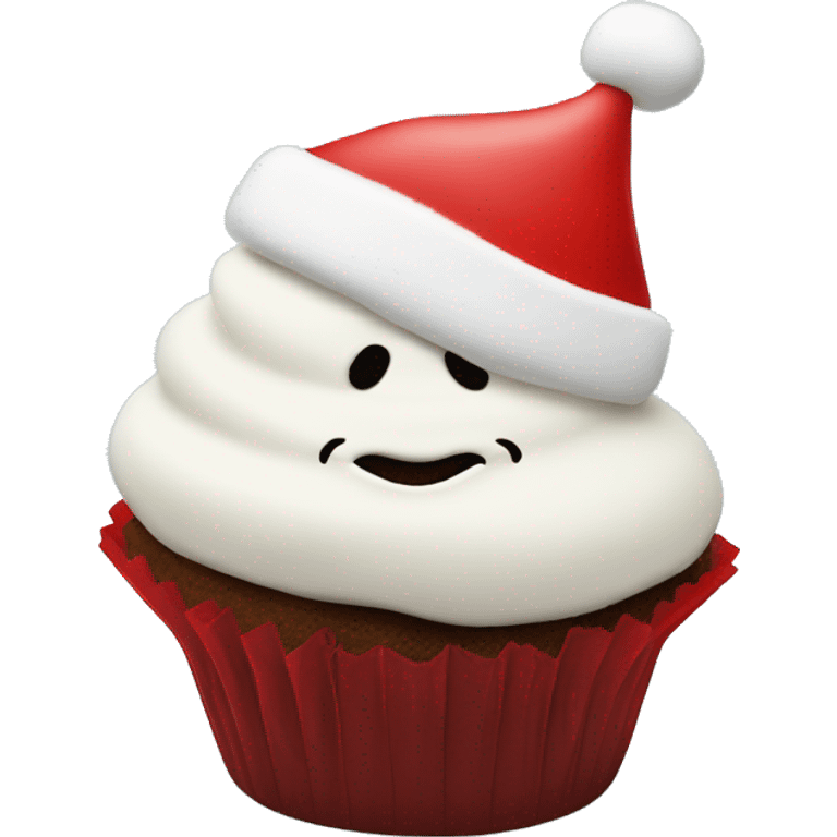 Santa hat cupcake with red and white frosting emoji