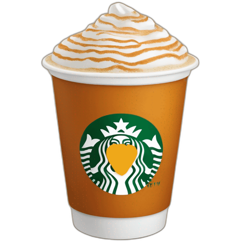 Pumpkin spice latte in a Starbucks cup emoji